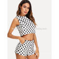 Polka Dot Sleeveless Top And Shorts Set Manufacture Wholesale Fashion Women Apparel (TA4103SS)